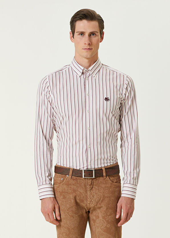 

Полосатая рубашка с рисунком Etro, розовый