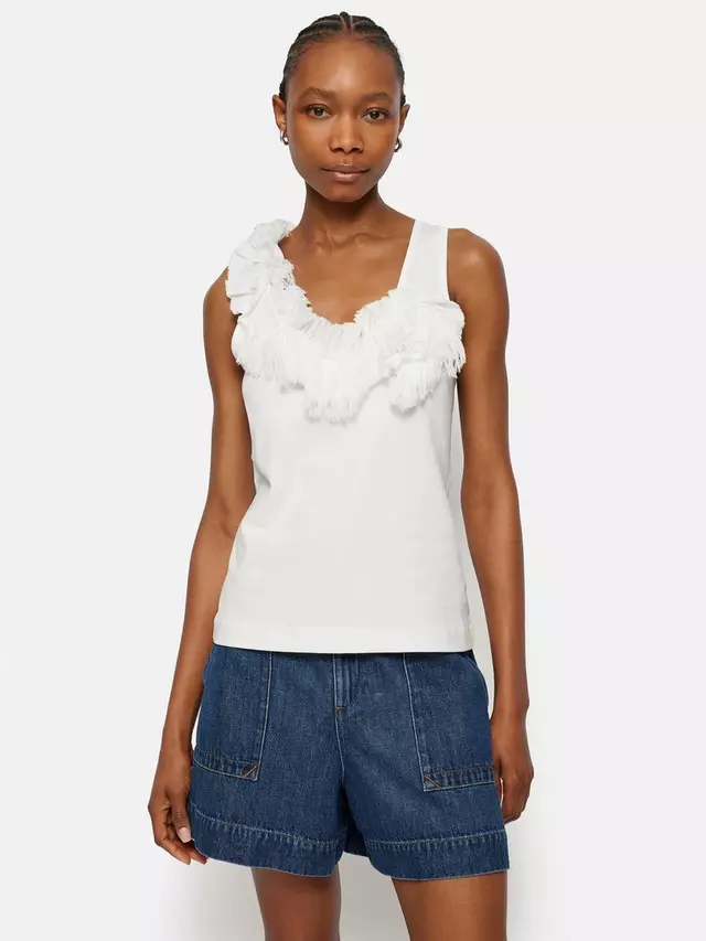

Топ Jigsaw Ruffle Trim Jersey, белый