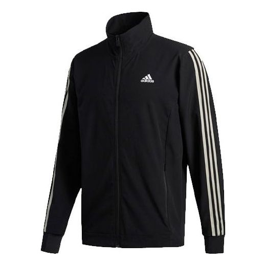 Куртка adidas Cool Touch Jkt Training Sports Stripe Stand Collar Logo Jacket Black, черный