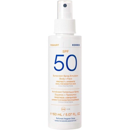 

Йогурт Spf50 Солнцезащитный спрей-эмульсия для лица и тела 150 мл, Korres