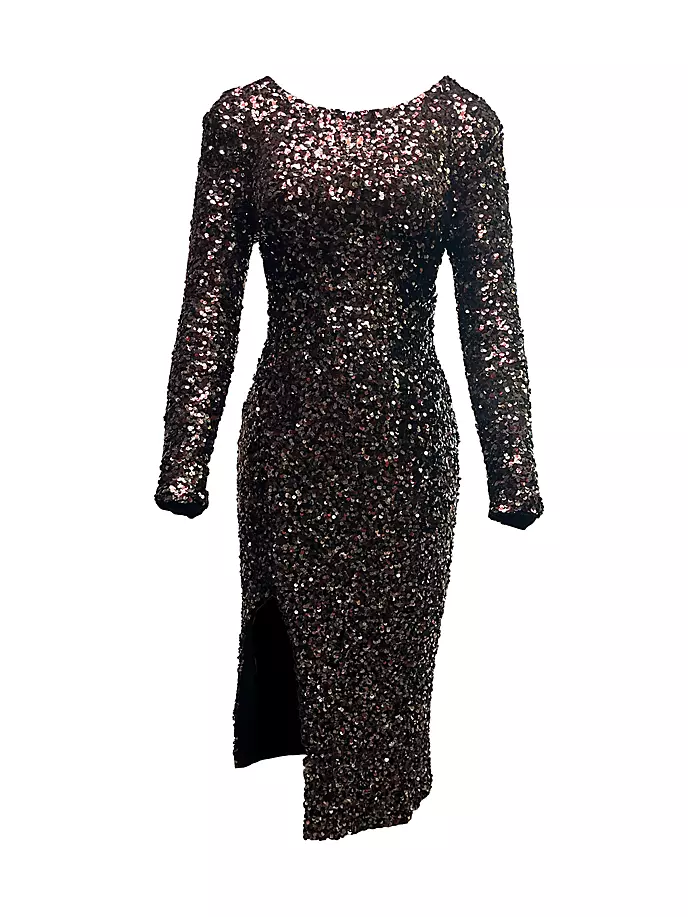 Платье миди Natalie с пайетками Dress The Population, мультиколор платье bcbgmaxazria sleeveless foiled knit dress цвет gunmetal black