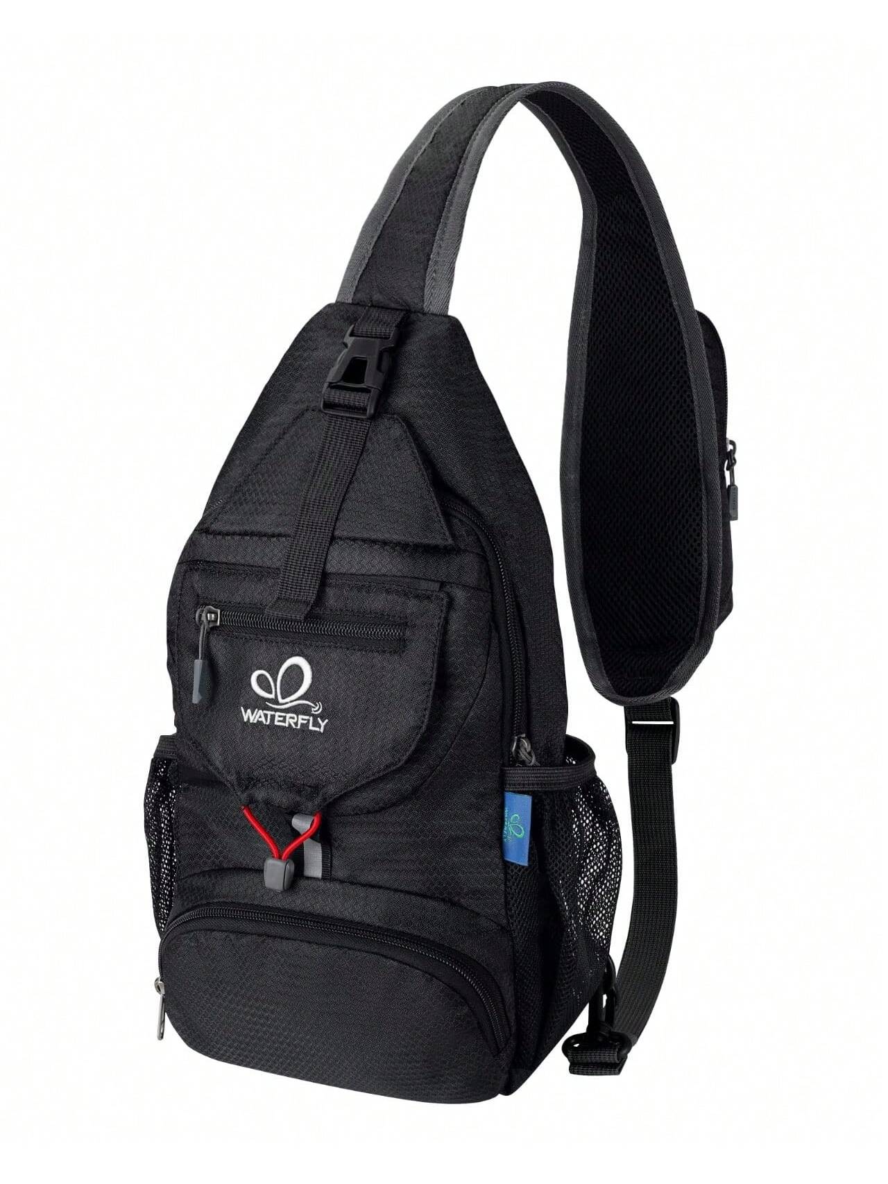 WATERFLY Packable Маленький рюкзак через плечо для мужчин и женщин Складная сумка через плечо на груди Дневной рюкзак для пеших прогулок и путешествий, черный