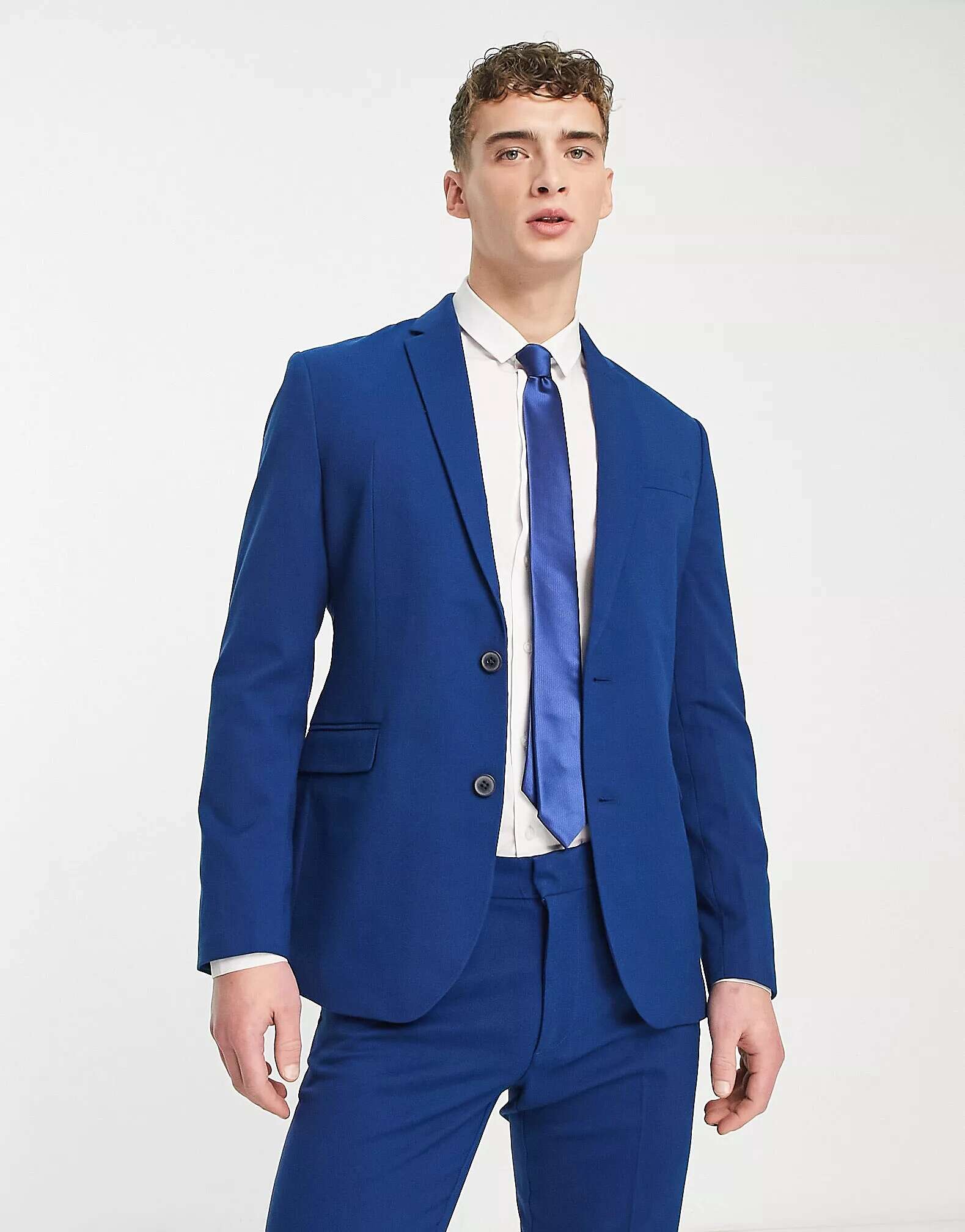 Узкий пиджак цвета индиго New Look зауженный пиджак new look ярко синего цвета