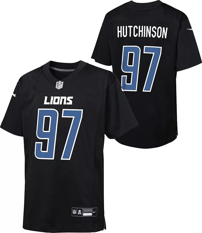 

Черная игровая майка Nike Youth Detroit Lions Aidan Hutchinson № 97