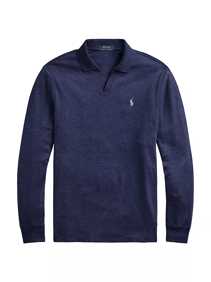 

Хлопковая рубашка-поло с длинными рукавами интерлок Polo Ralph Lauren, синий