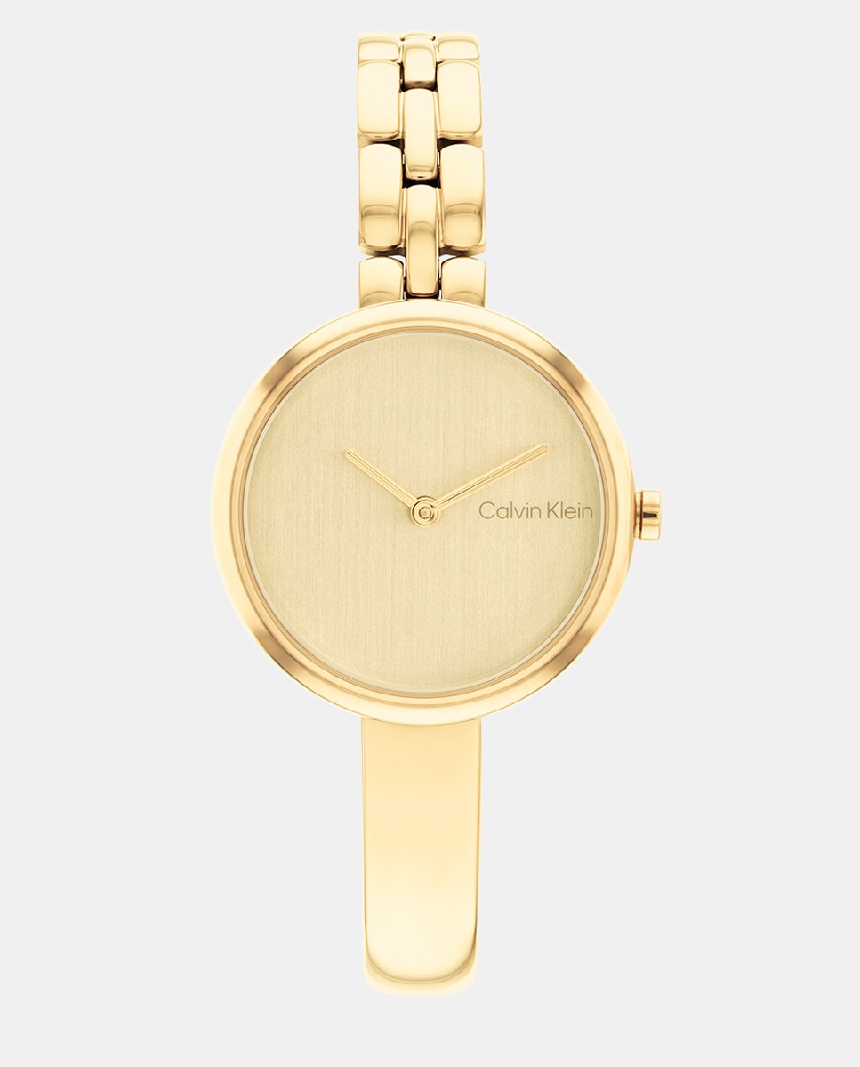 эффектный браслет со звеньями kalinka Женские часы Bangled25200279 из золотой стали Calvin Klein, золотой