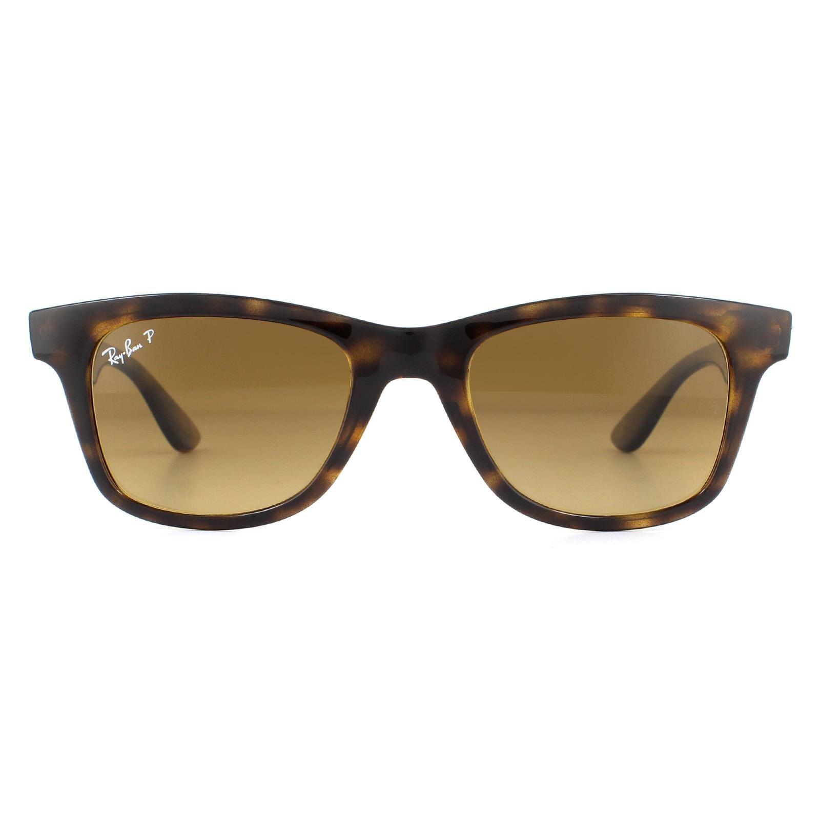 Квадратные блестящие гаванские коричневые поляризованные солнцезащитные очки с градиентом Ray-Ban, коричневый