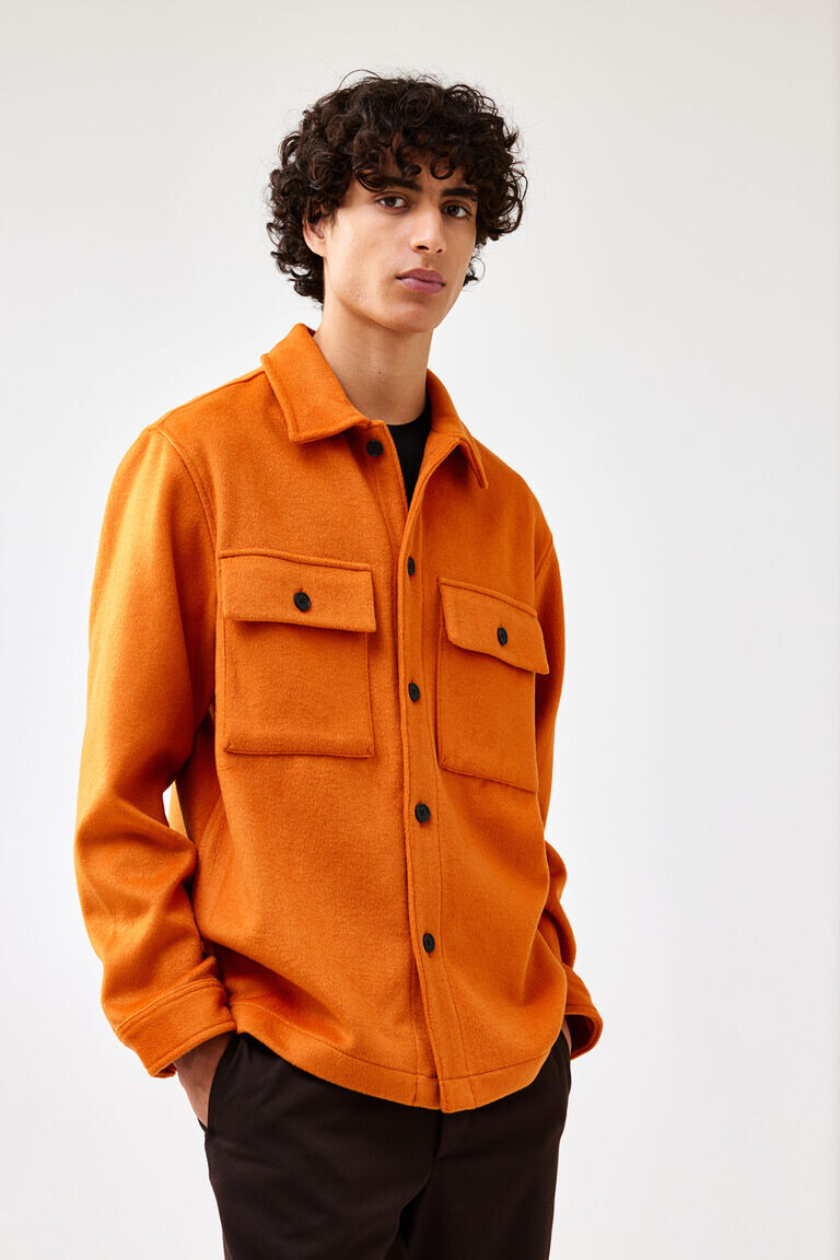 

Рубашка regular fit из смесовой шерсти H&M, оранжевый