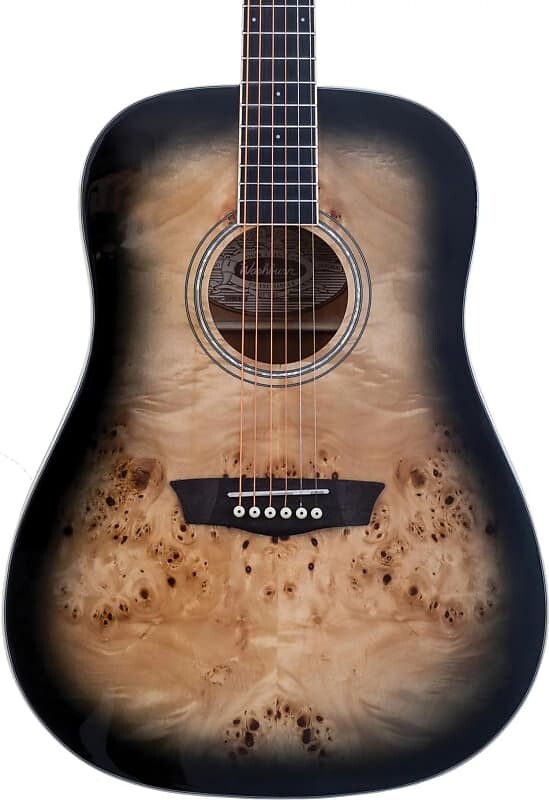 

Акустическая гитара Washburn Deep Forest Burl D Dreadnought Acoustic Guitar, Black Fade Gloss