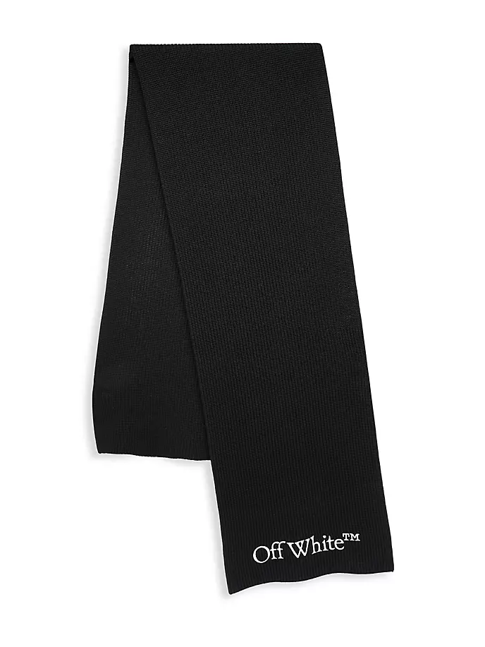 

Шерстяной шарф книжной вязки Off-White, цвет black silver