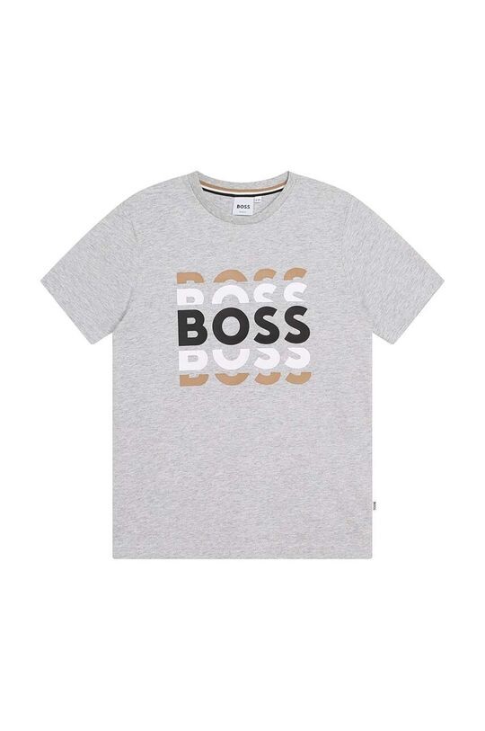 

Детская хлопковая футболка BOSS, серый