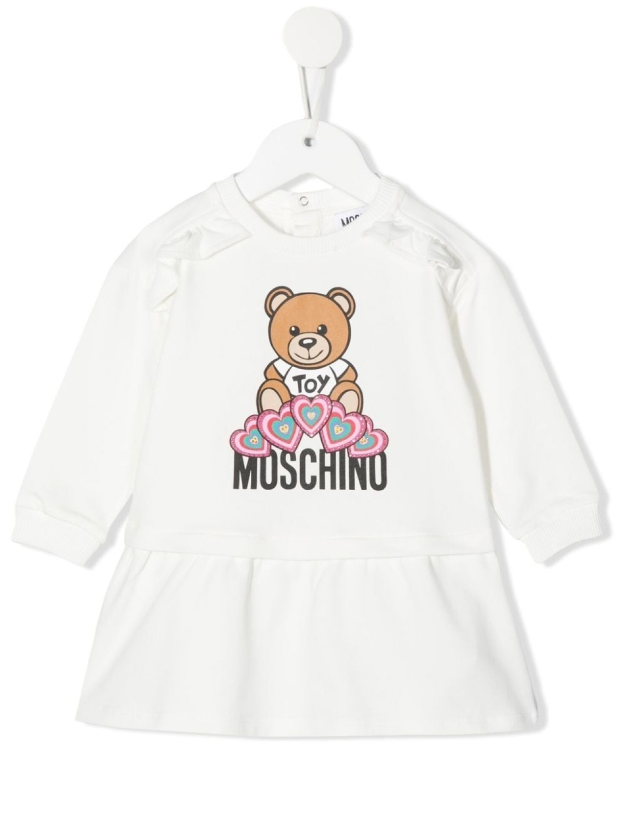 

Moschino Kids платье мини с оборками и принтом Teddy Bear, белый