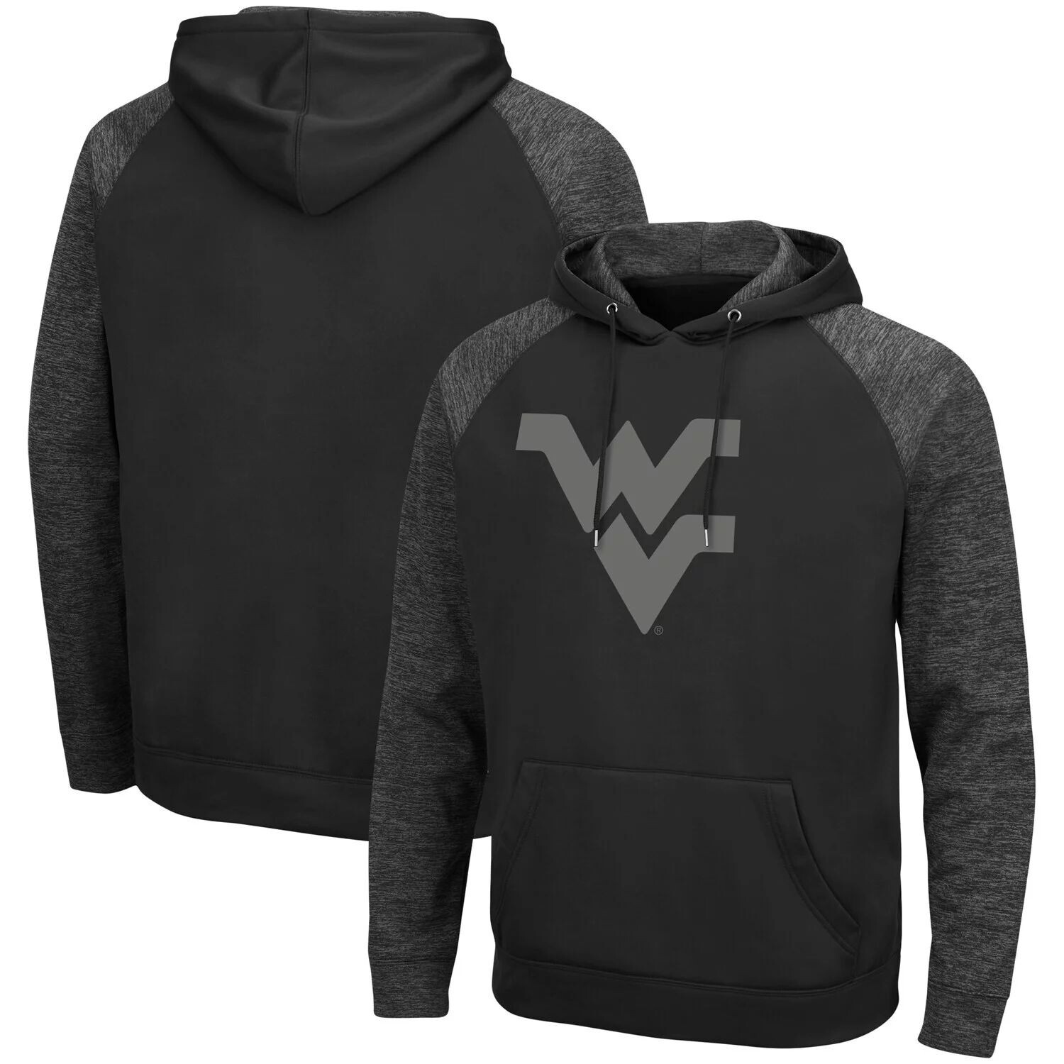 

Мужской черный пуловер с капюшоном West Virginia Mountaineers Blackout 3.0 в тон реглан Colosseum
