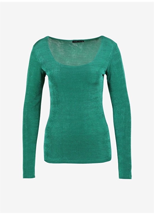 Простая зеленая женская блузка с квадратным воротником Selen