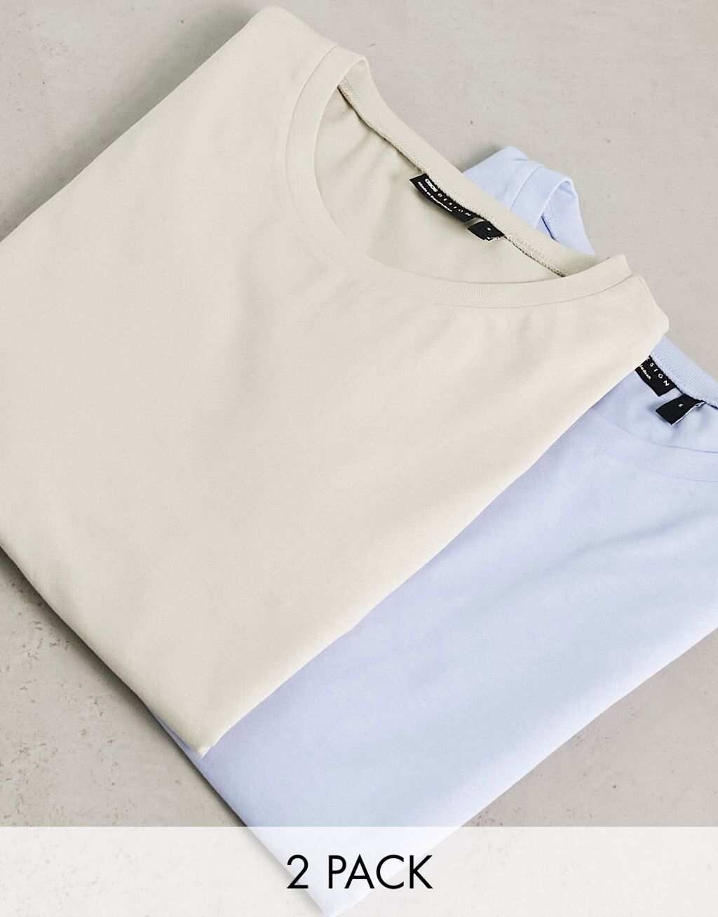 

Комплект футболок с закатанными рукавами ASOS Design 2 (сине-бежевый)