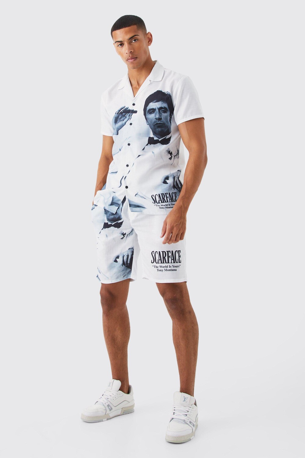 

Рубашка с коротким рукавом scarface revere и короткий комплект Boohoo, белый