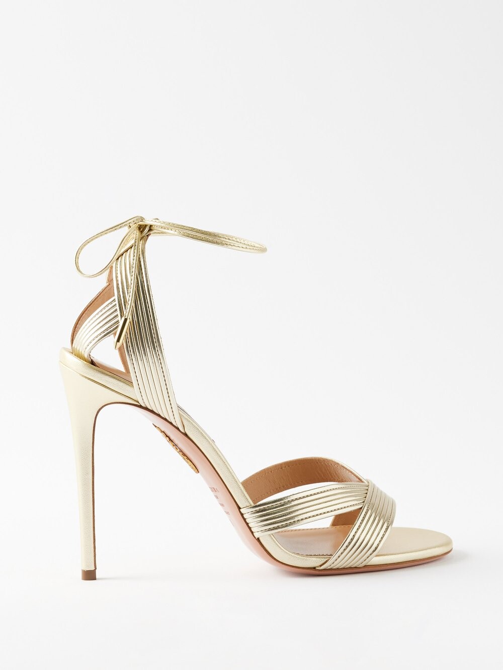 

Босоножки ari 105 из кожи металлик Aquazzura, золото
