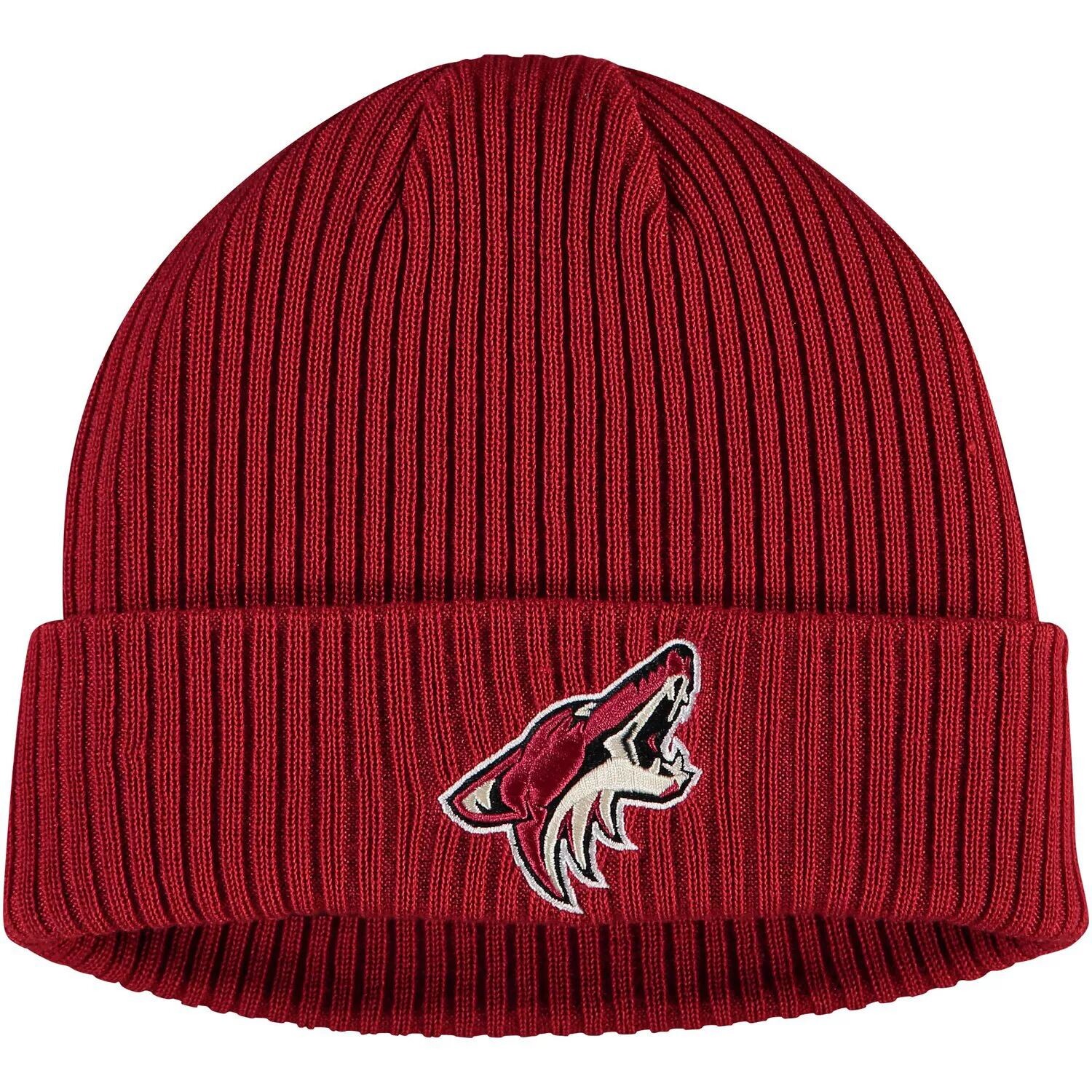 

Мужская вязаная шапка Fanatics бордового цвета с логотипом Arizona Coyotes Core и манжетами
