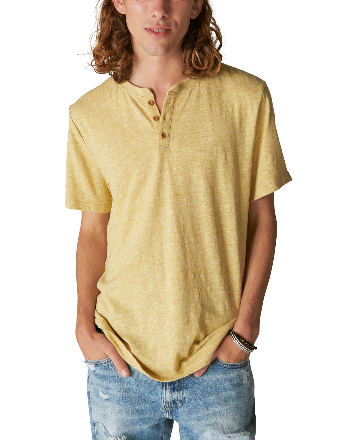 

Мужская льняная футболка Henley с короткими рукавами Lucky Brand