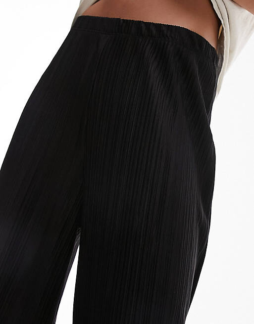 

Черные плиссированные широкие брюки Topshop, Черный