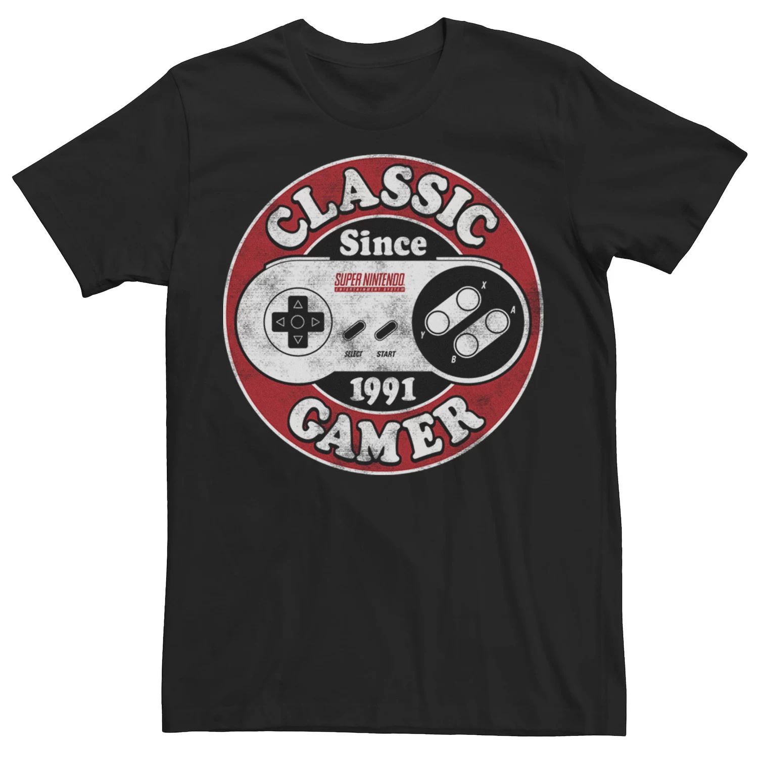 Мужская футболка Classic Gamer '91 с контроллером Nintendo SNES Licensed Character