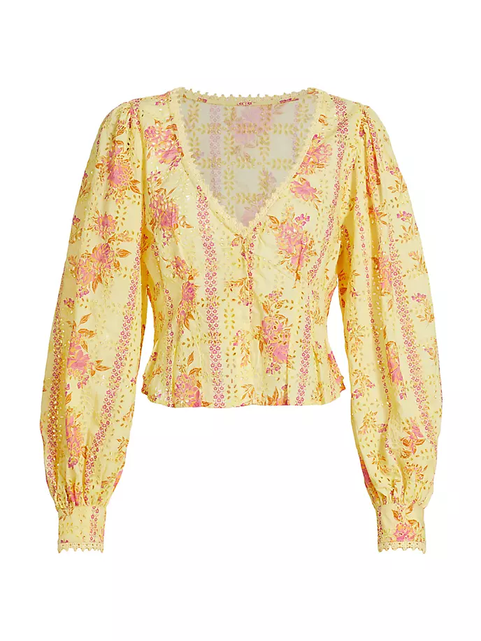 

Хлопковый топ с люверсами Blossom Free People, цвет summer lemonade combo