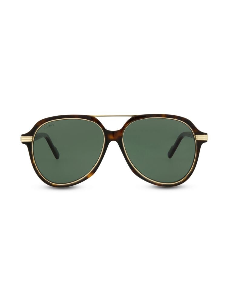 

Солнцезащитные очки-авиаторы 57MM Cartier, цвет Havana Brown