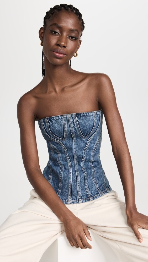 

Топ Stella McCartney Mid Blue Denim Strapless, синий