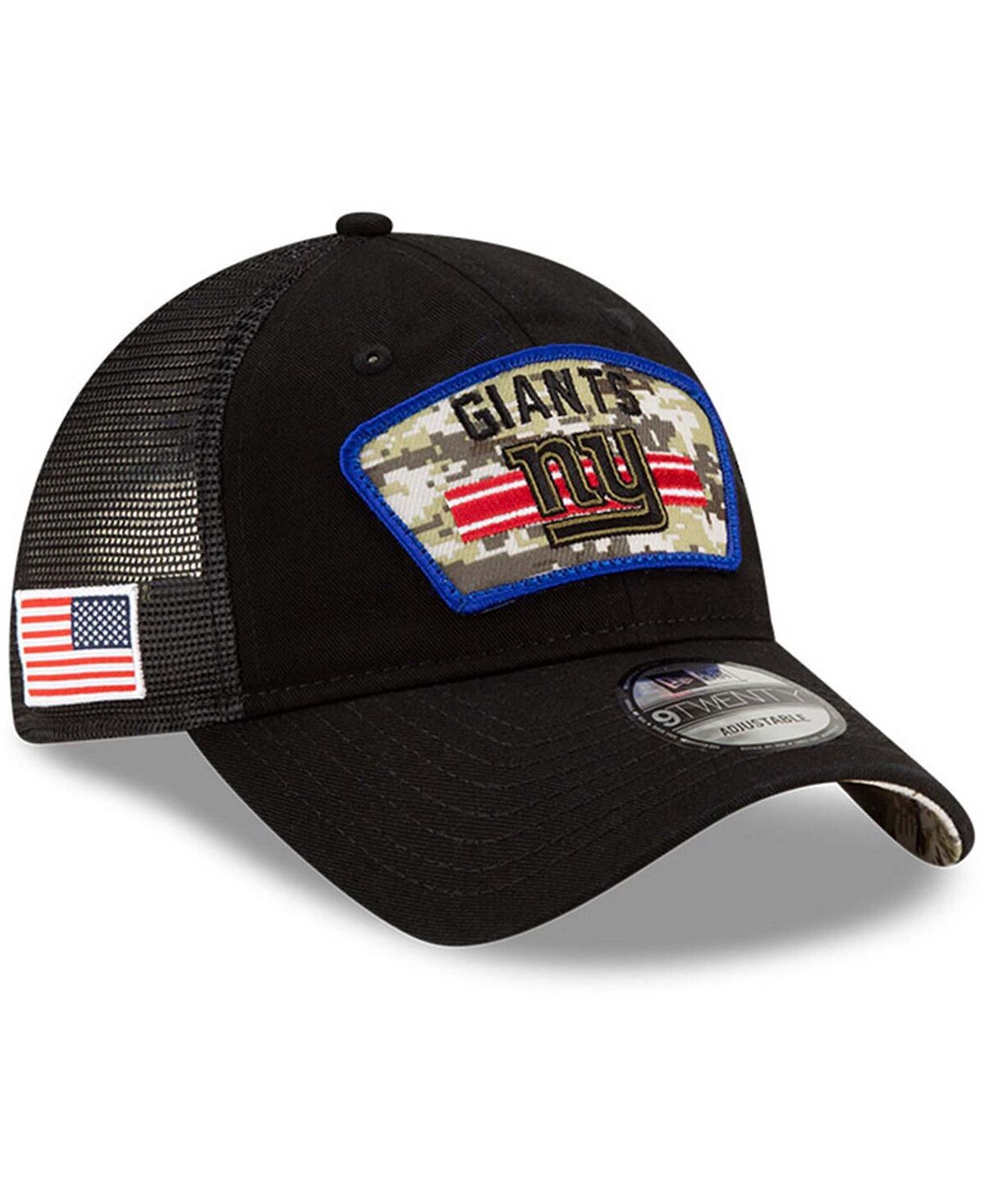 

Мужская черная регулируемая кепка New York Giants 2021 Salute To Service Trucker 9TWENTY New Era