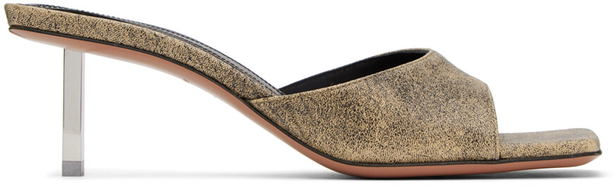 

Бежево-черные босоножки на каблуке Laura Slipper 60 Amina Muaddi