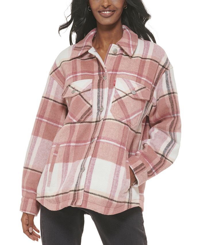 цена Женская куртка в клетку на пуговицах с молнией спереди Levi's, розовый