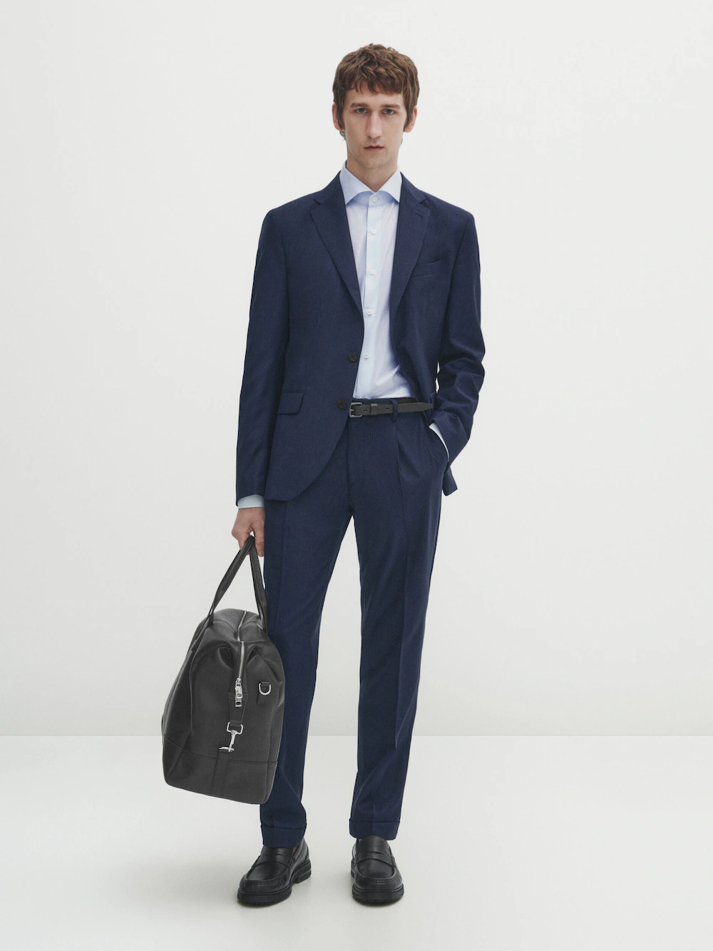 

Брюки из холодной шерсти в полоску Massimo Dutti, синий