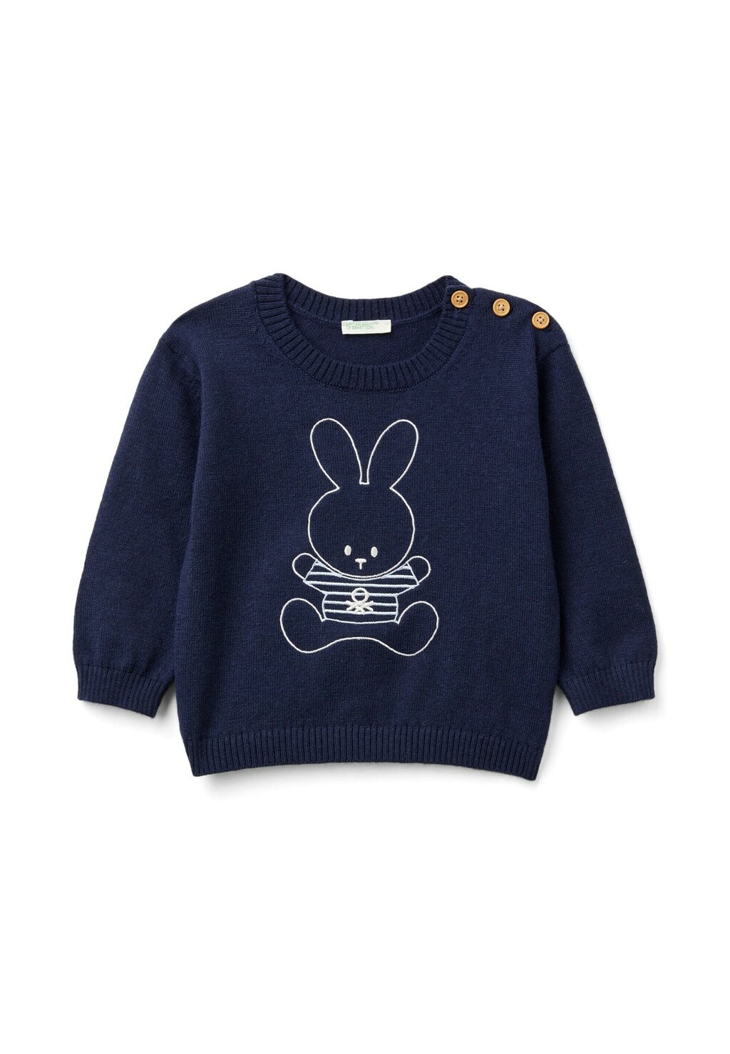 

Вязаный свитер WITH EMBROIDERY United Colors of Benetton, темно-синий