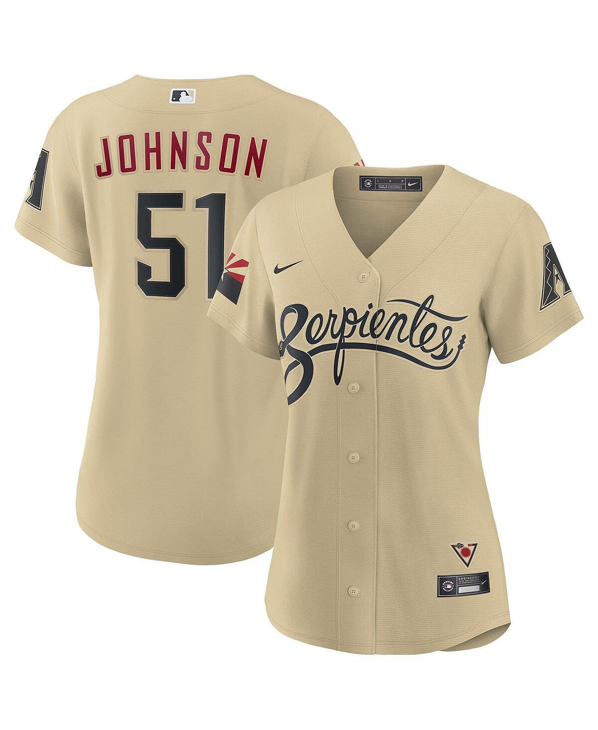 

Женская футболка Randy Johnson Sand Arizona Diamondbacks City Connect Replica Player Nike, золотой, Желтый