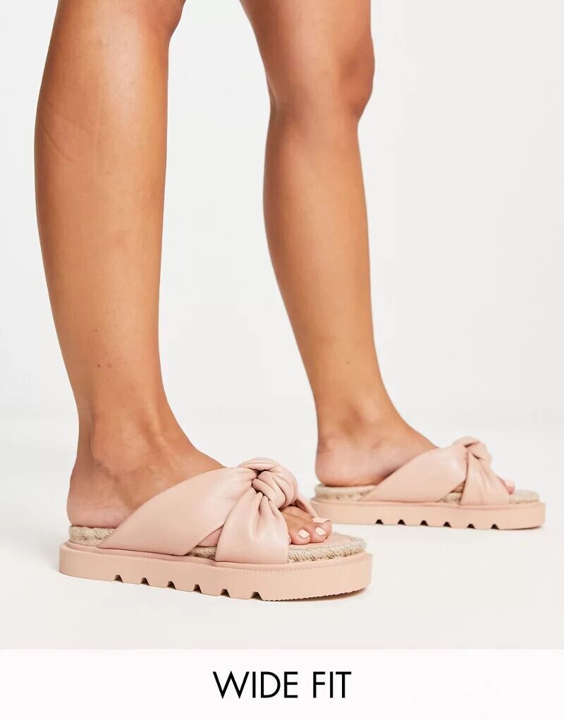 

Светло-розовые эспадрильи с перекрестными ремешками ASOS Wide Fit Jemima