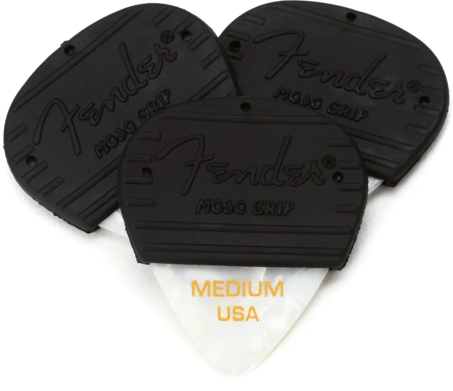 

Медиаторы для гитары Fender Mojo Grip Celluloid, средние белые Moto, 3 шт.