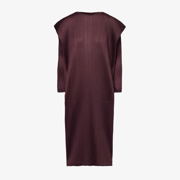 

Трикотажное платье миди с плиссированной текстурой от September Pleats Please Issey Miyake, коричневый