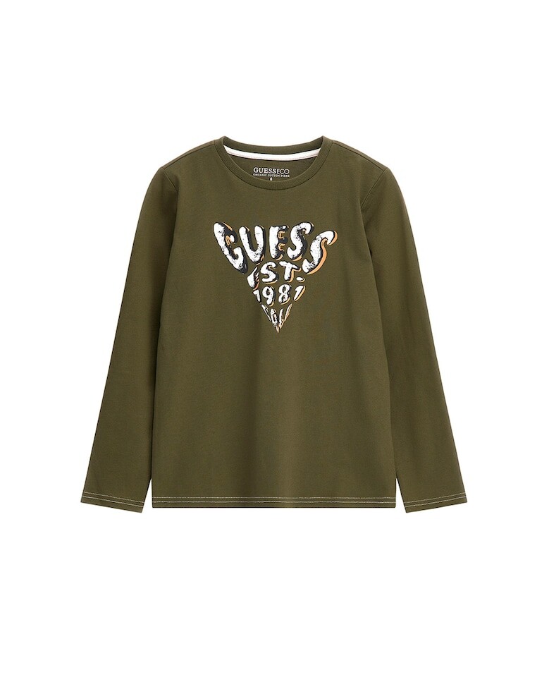 

Футболка для мальчика с длинными рукавами и логотипом спереди Guess, зеленый