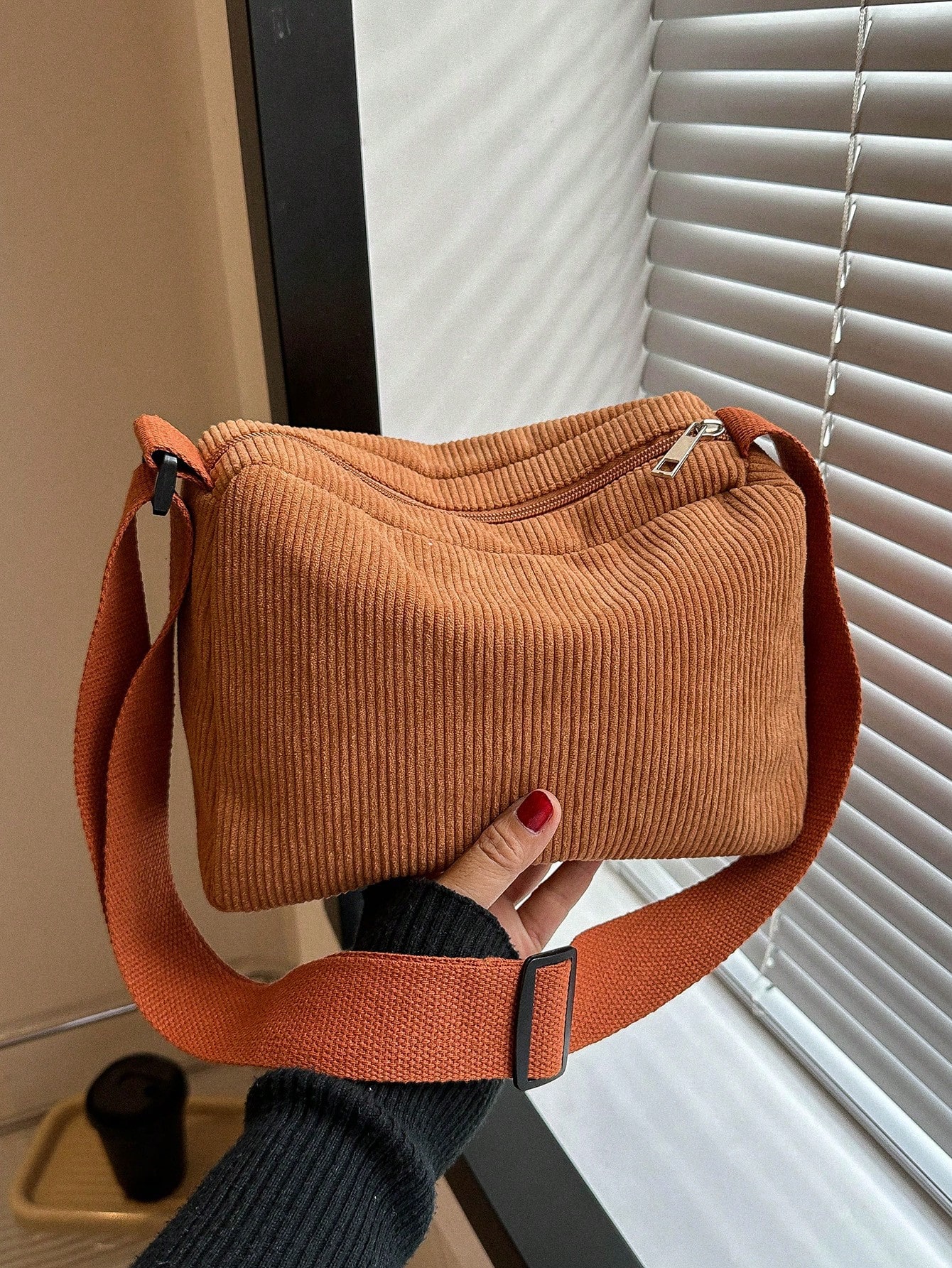 Женская простая повседневная однотонная холщовая сумка через плечо, коричневый