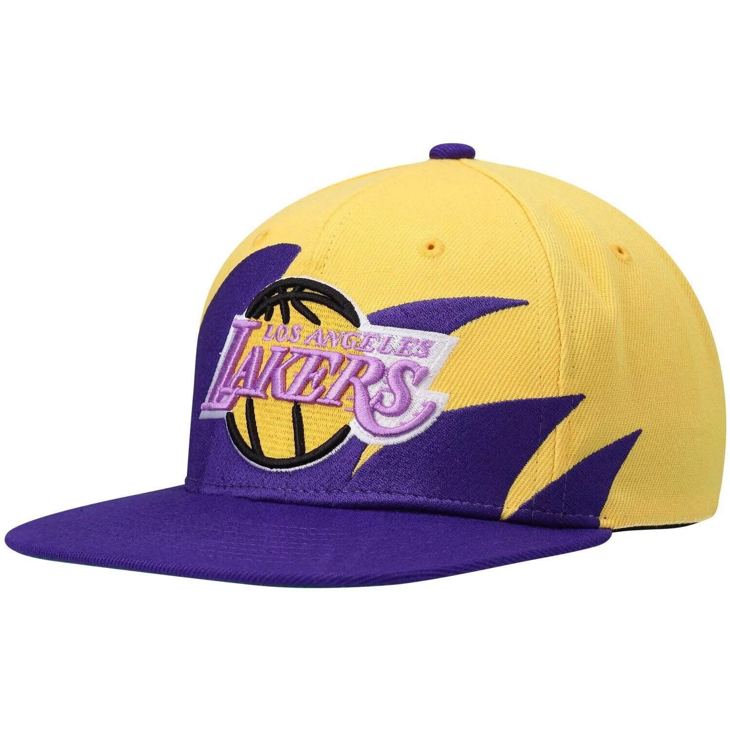 

Мужская кепка Mitchell & Ness золото/фиолетового цвета Los Angeles Lakers из твердой древесины Classics Sharktooth Snapback