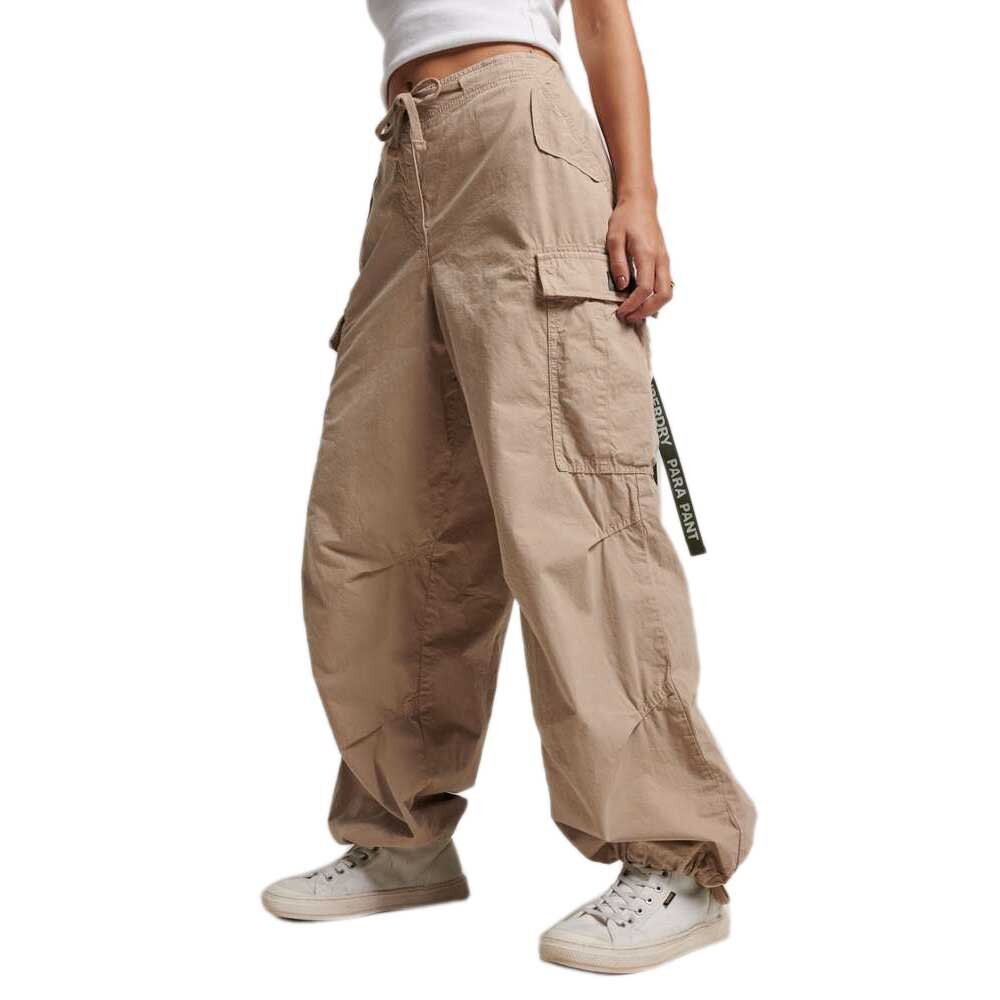 

Брюки Superdry Vintage Baggy Parachute Regular Waist Cargo, бежевый