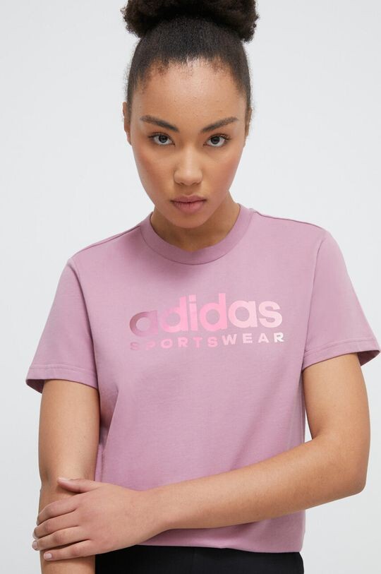 

Хлопковая футболка adidas, фиолетовый