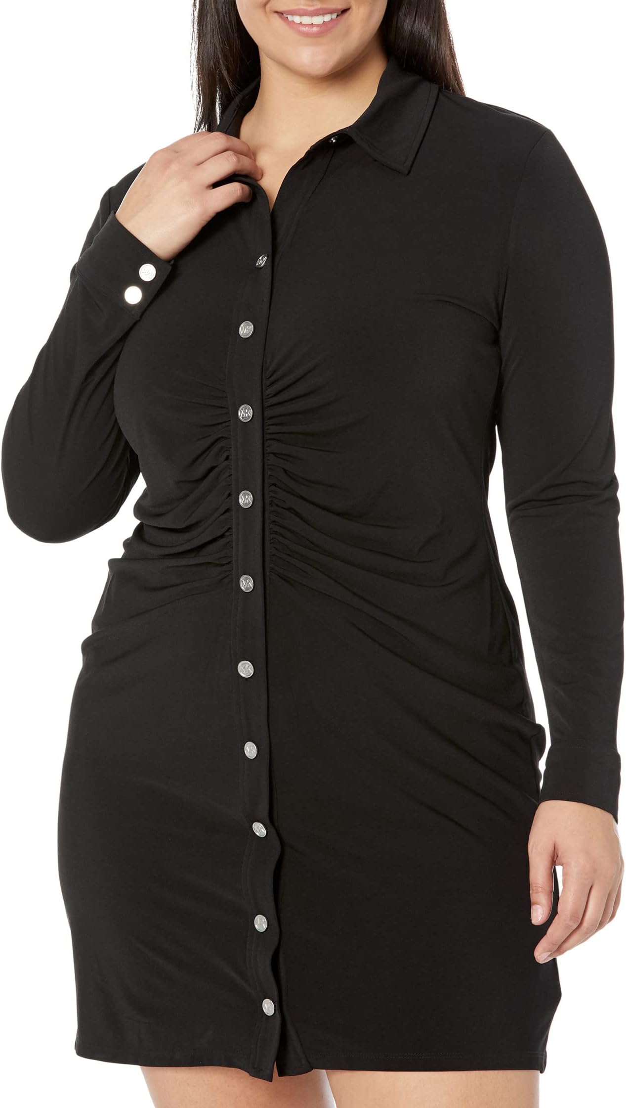 однотонное мини-платье со складками и кнопками MICHAEL Michael Kors, черный