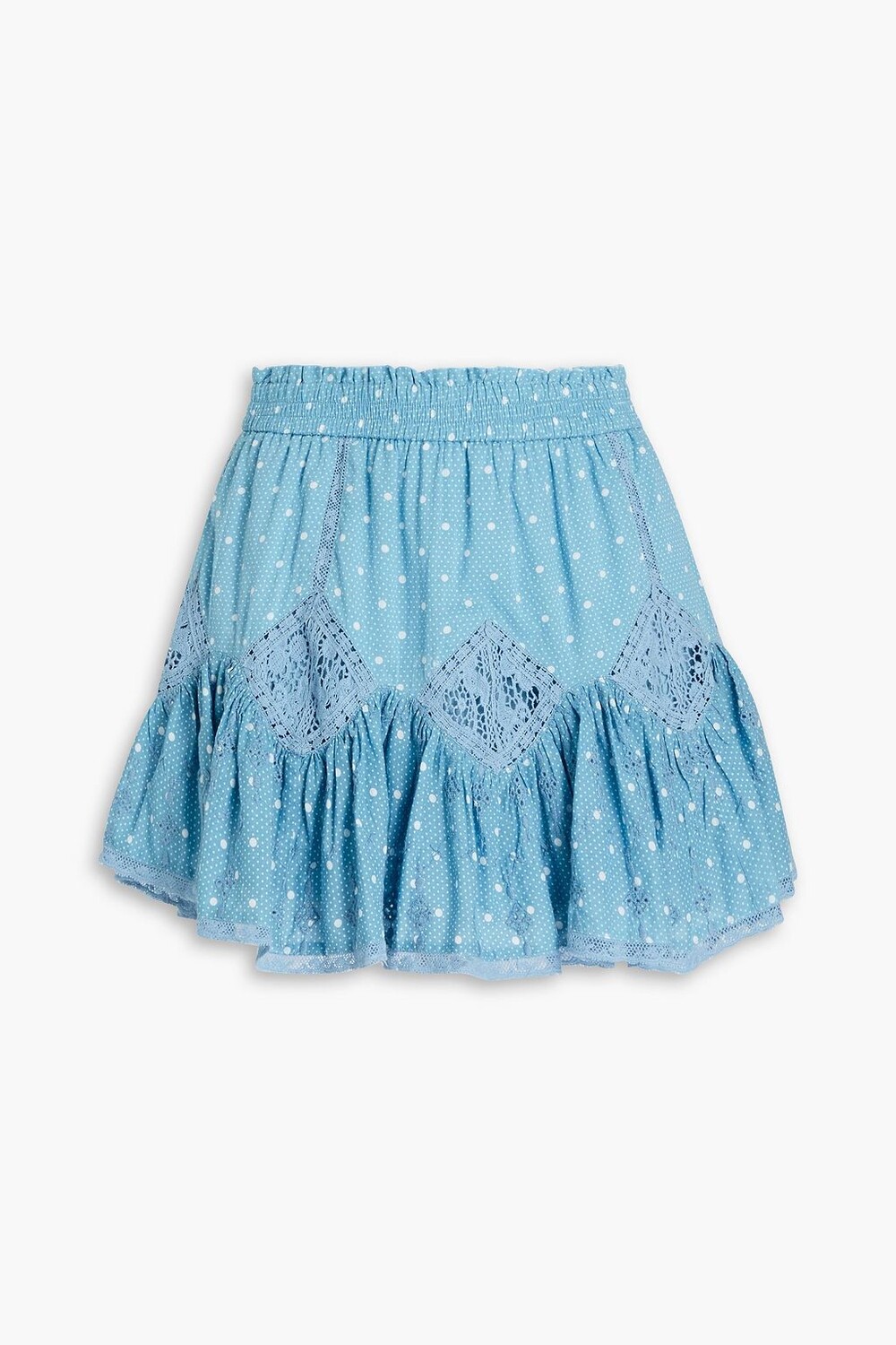 

Хлопковая мини-юбка Adia со сборками в горошек LOVESHACKFANCY, лазурный