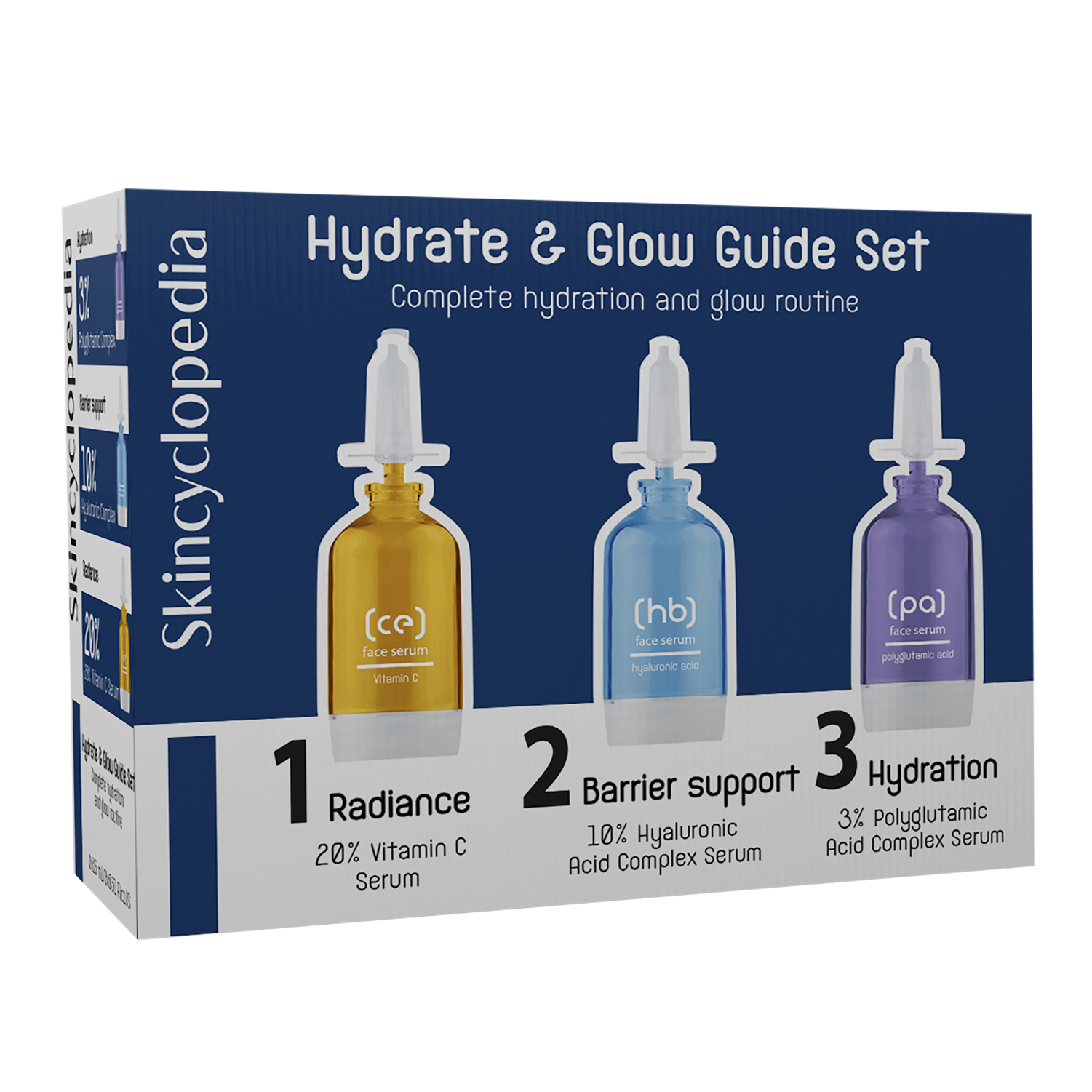 Набор: уход за лицом Skincyclopedia Hydrate Guide, 3х15 мл набор сывороток для сияния кожи лица glow kit