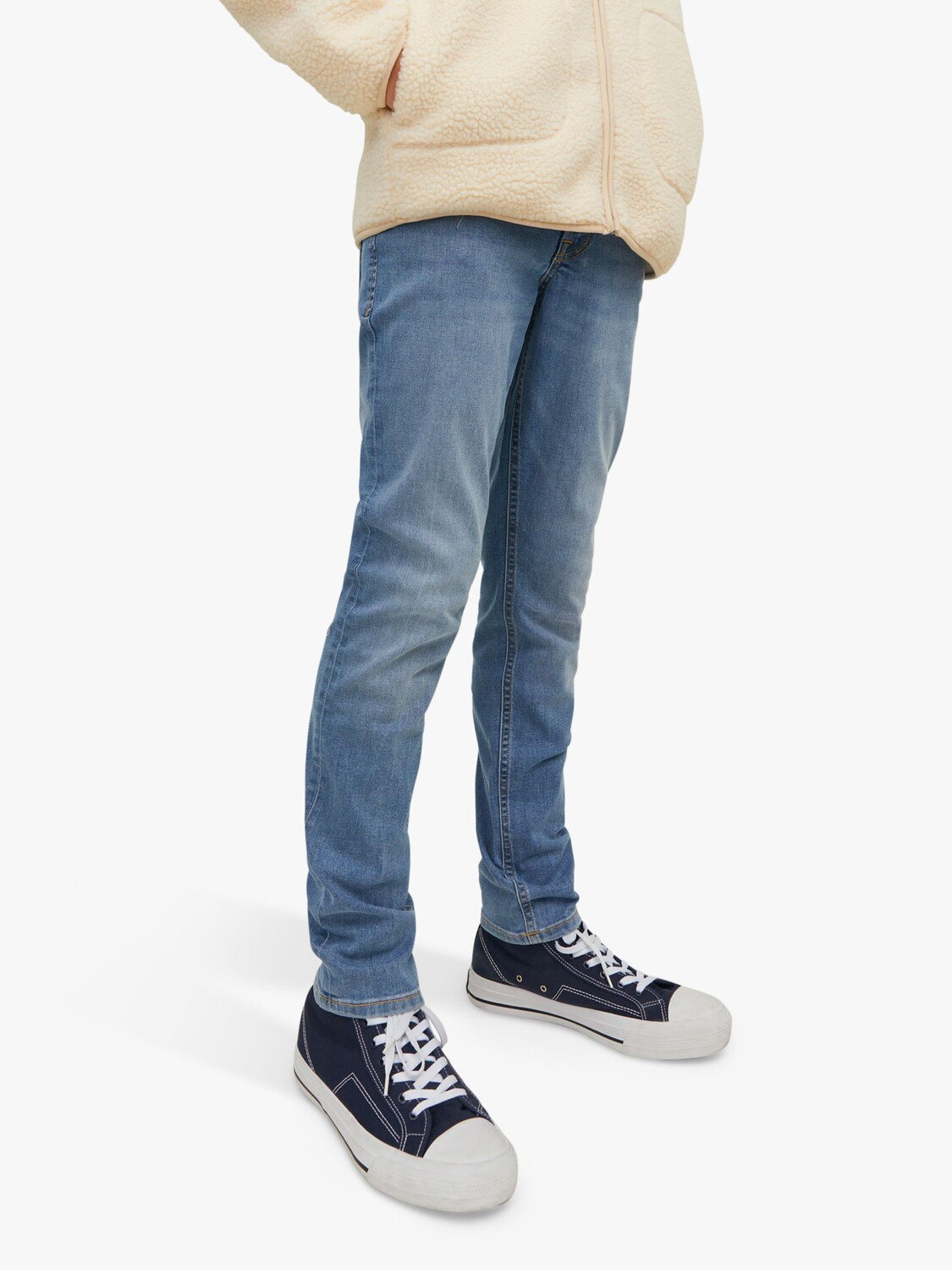 

Детские легкие потертые узкие джинсы Jack & Jones, синий
