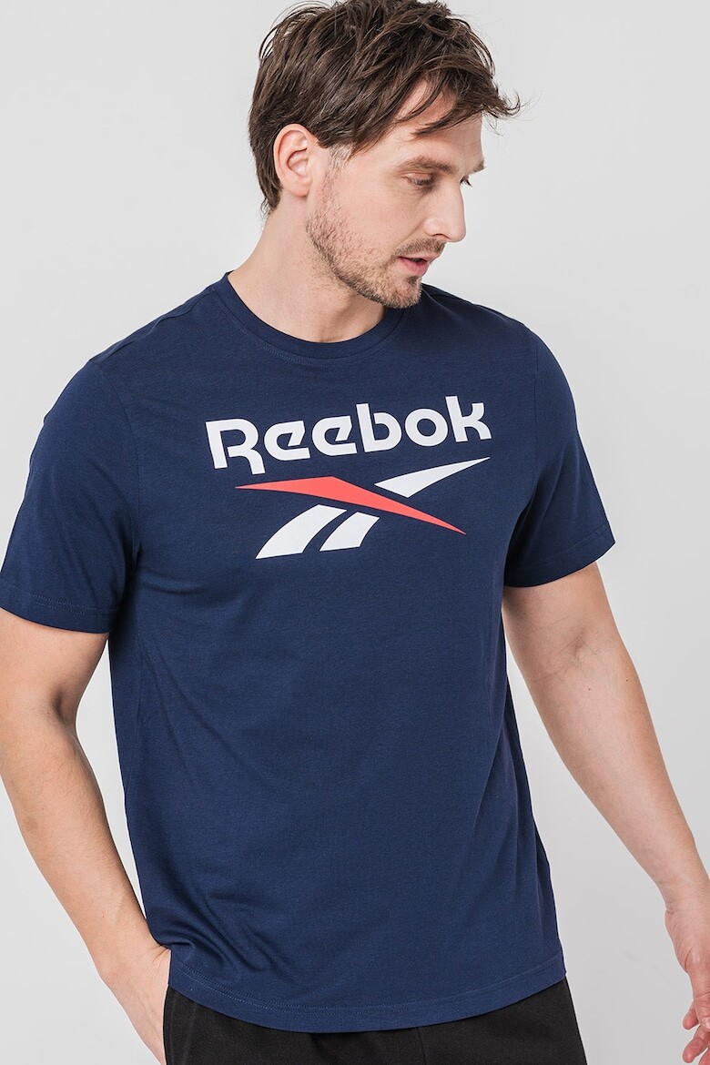

Хлопковая футболка для фитнеса с логотипом Reebok, синий