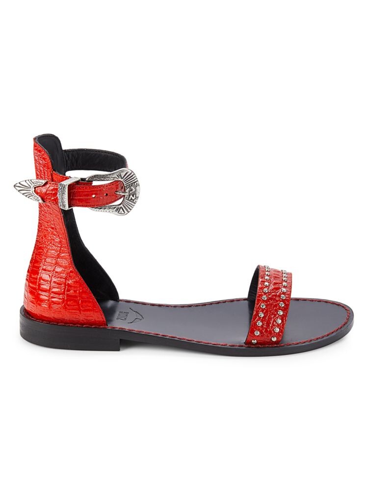 

Сандалии Ever Alta на плоской подошве из кожи с тиснением под крокодила Zadig & Voltaire, красный