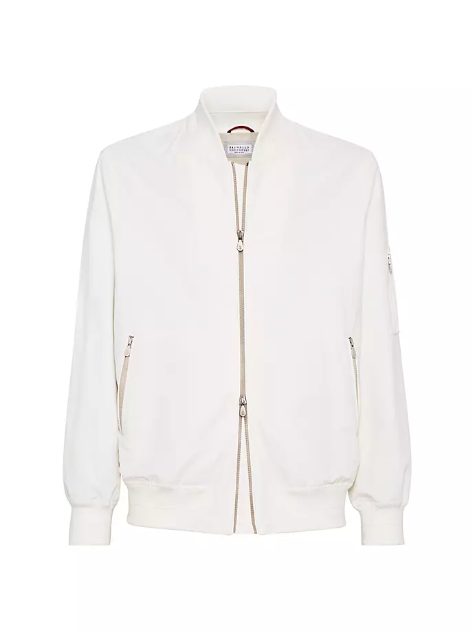 

Водостойкая куртка-бомбер из технохлопка Brunello Cucinelli, цвет off white