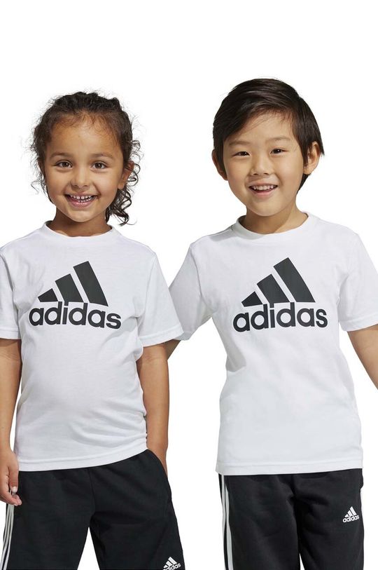 Детская хлопковая футболка adidas LK BL CO, белый детская хлопковая футболка adidas lk bl co белый
